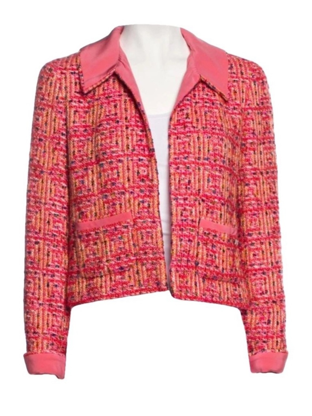 CHANEL Pink Tweed Collar Blazer
